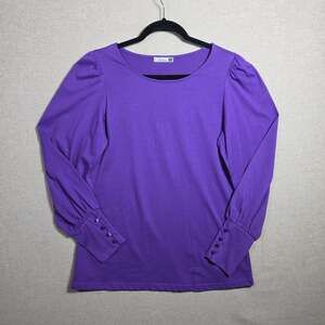 DOROSE Womens Long Sleeve Shirts Casual Henley Top Button Cuff Sz Small Purple
